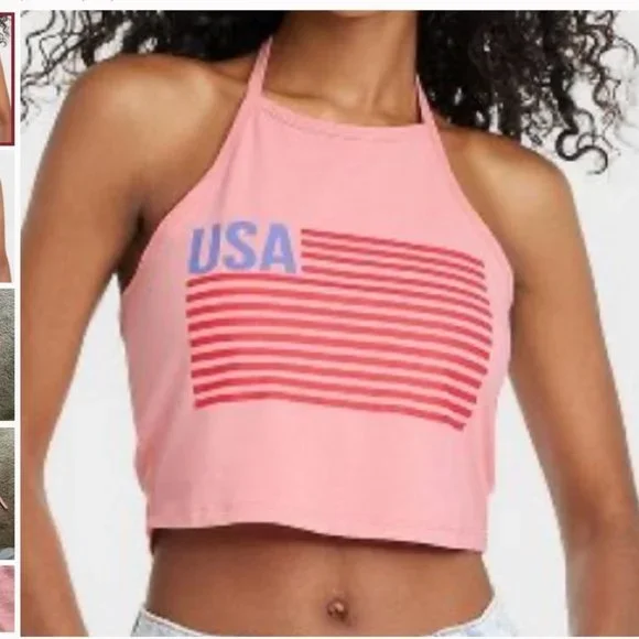 Target Tops Target Issac Morris Womens Usa Flag Graphic Halter - Main Image